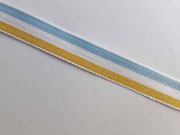 Webband Streifen 15 mm, hellblau wei� senfgelb
