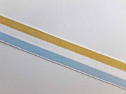 Webband Streifen 25 mm, hellblau wei� senfgelb