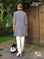 RESTST�CK 125 cm Jacquard Stoff Zickzack Struktur, blau creme