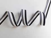 Webband Streifen 15 mm, grau wei� schwarz