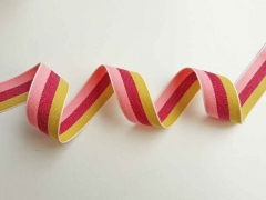 Webband Streifen 25 mm, rosa beere ocker