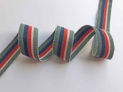 Ripsband Streifen 25 mm, dunkelmint dunkelblau orangerot