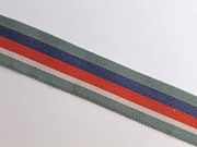 Ripsband Streifen 35 mm, dunkelmint dunkelblau orangerot