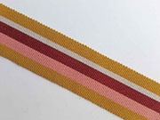 Ripsband Streifen 35 mm, ocker natur dunkelrot altrosa