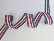 Ripsband Streifen 25 mm, jeansblau hellblau rot wei�