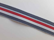 Ripsband Streifen 25 mm, jeansblau hellblau rot wei�