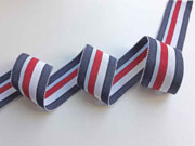 Ripsband Streifen 35 mm, jeansblau hellblau rot wei�