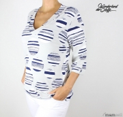 Viskosejersey Kreise,  navy cremewei� hellgrau