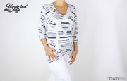 Viskosejersey Kreise,  navy cremewei� hellgrau