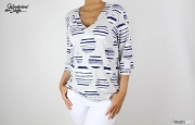 Viskosejersey Kreise,  navy cremewei� hellgrau