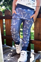 RESTST�CK 30 cm Sweatstoff French Terry Sweat gro�er Anker, weiss auf jeansblau