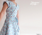 RESTST�CK 30 cm Jersey Retro Birnen,hellblau weiss auf hellmint