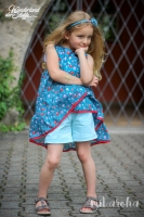 Baumwollstoff Voile V�gel & Blumen, rosa rot petrol