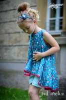 Baumwollstoff Voile V�gel & Blumen, rosa rot petrol