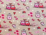 RESTST�CK 27 cm Jersey Eulen Lovely Owls, taupe