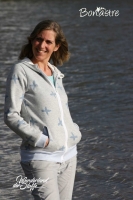 RESTST�CK 56 cm Doubleface Sweat Glitzerkreuze/Ringelstreifen blau