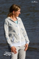 RESTST�CK 56 cm Doubleface Sweat Glitzerkreuze/Ringelstreifen blau