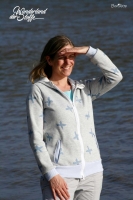 RESTST�CK 56 cm Doubleface Sweat Glitzerkreuze/Ringelstreifen blau