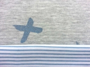 RESTST�CK 56 cm Doubleface Sweat Glitzerkreuze/Ringelstreifen blau