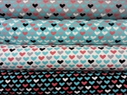 French Terry bunte Herzen, grau