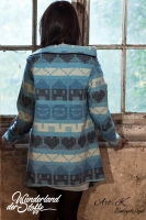 Wollstoff Peru Inkamuster hellblau/dunkelblau