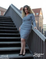 Strickstoff elastisch Doubleface Lace Rauten, rauchblau