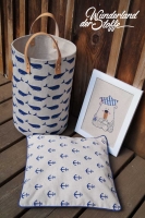 Leinenlook Anker dunkelblau