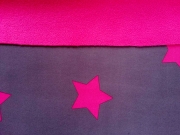 Softshell Jackenstoff Sterne taupe/ pink