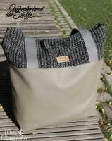 Wollstrickstoff mit Rippen Mantelstoff, schwarz wei� meliert