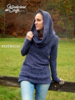 gerippter Strick mit leichten Fransen, blau