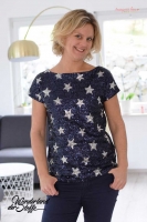 Cocktail Star Paillettenstoff, dunkelblau/silber