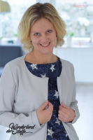 Cocktail Star Paillettenstoff, dunkelblau/silber