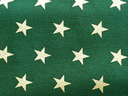 Baumwollstoff Sterne 1,6 cm, gold auf tannengr�n