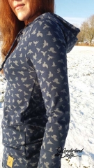 Megan Blue Jersey V�gel, grau auf dunkelblau