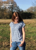 Viskose Quadrate kleingemustert, jeansblau