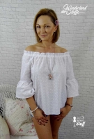 bestickter Baumwollstoff Lochstickerei Margeriten, weiss