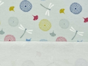 RESTST�CK 19 cm Sweatstoff French Terry Libellen & Blumen, helles mint