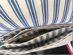 Dekostoff Triple-Streifen, blau ecrue