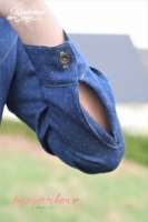 Chambray Jeans Look Mini Punkte, dunkelblau