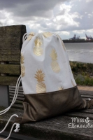 Dekostoff Metallic Pineapple Ananas, gold creme