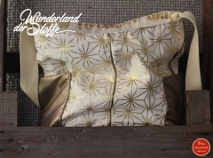 Dekostoff Metallic Geo Star, gold creme