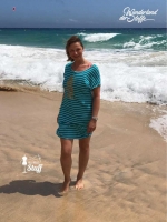 RESTST�CK 45 cm Viskose Jersey Streifen 1,8 cm / 0,5 cm, aquamarin