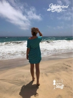 RESTST�CK 45 cm Viskose Jersey Streifen 1,8 cm / 0,5 cm, aquamarin