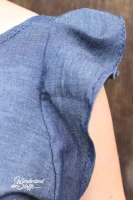 Jeansstoff Bord�re Paisley Stickerei, gelb dunkelblau