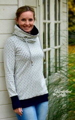 Jacquard Jersey Anker, dunkelblau-creme