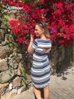 Viskose Jersey versch. Streifen, dunkelblau wei�