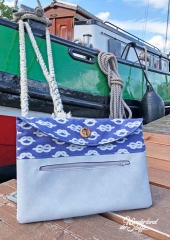 Dekostoff Seeknoten, helltaupe marineblau