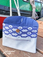 Dekostoff Seeknoten, helltaupe marineblau