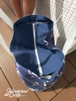 Dekostoff Anker & Boote, helltaupe marineblau