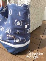 Dekostoff Anker & Boote, helltaupe marineblau